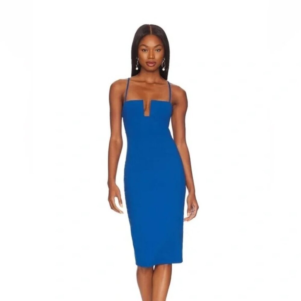 Susana Monaco Square Wire String  Midi  Dress in Blue size M